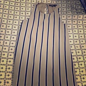 Tan and blue striped dress